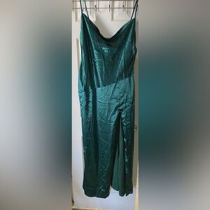 Lulu's Teal Satin Prom Dress